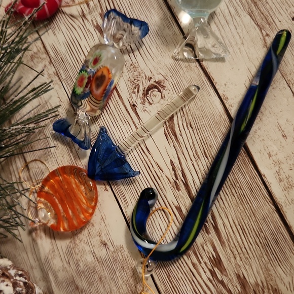 Set of 8 Vintage Glass Candy Christmas Ornaments Set J - Picture 2 of 8